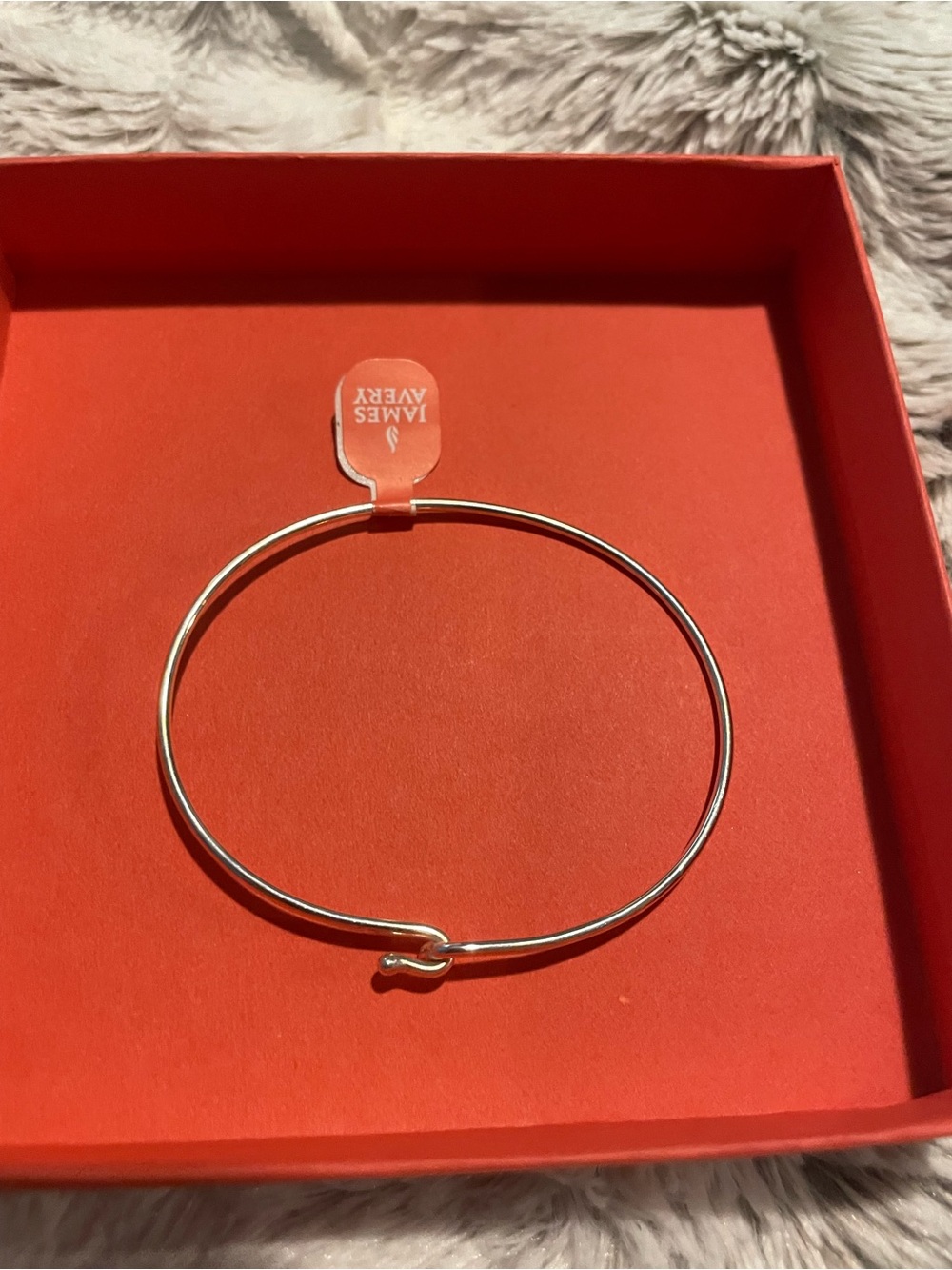 James Avery Silver Hook Bangle with Red Presentation Box